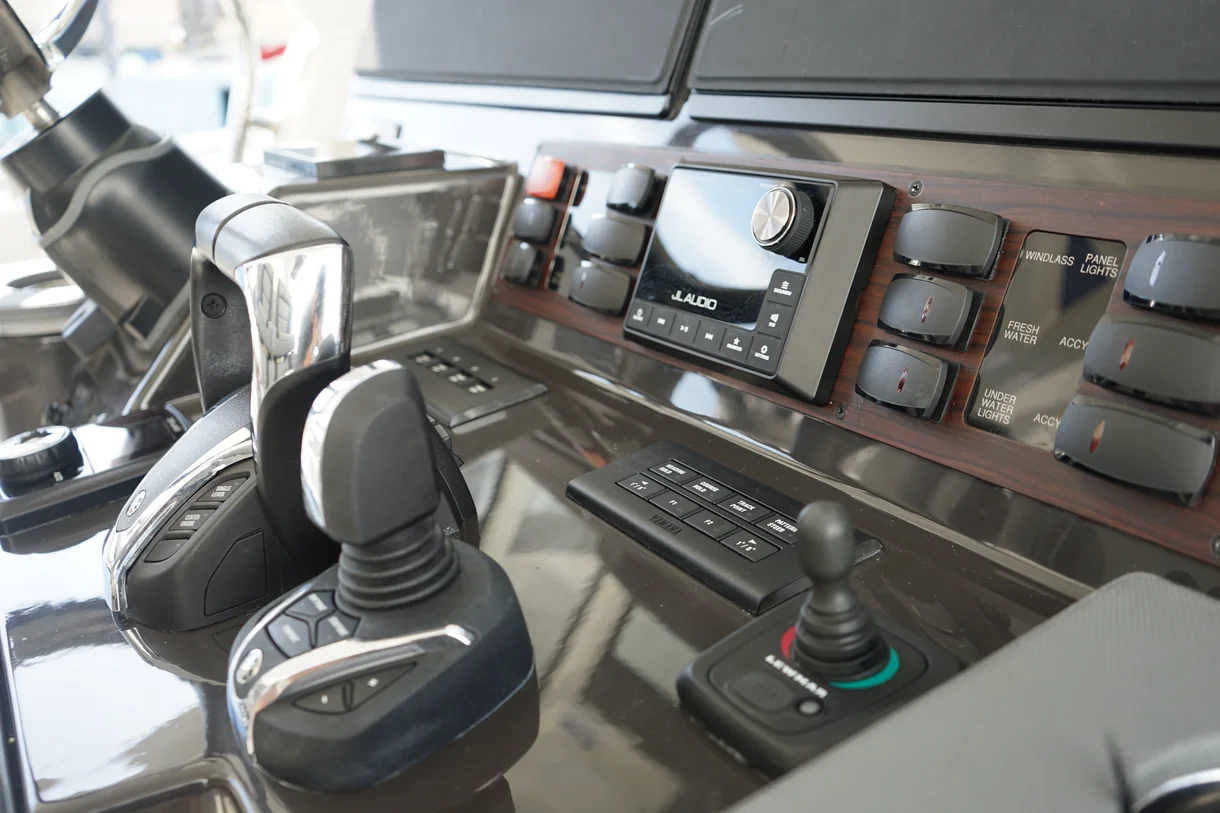 Joystick and helm controls checked during a management visit